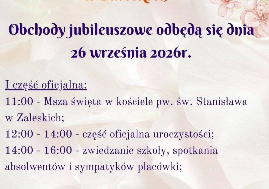 Grafika 1: 80-lecie Szkoły Podstawowej im. por. W. Dzięgielewskiego w Zaleskich