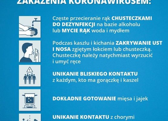 Grafika 2: Koronawirus - zalecenia rekomendowane przez Światową Organizację Zdrowia