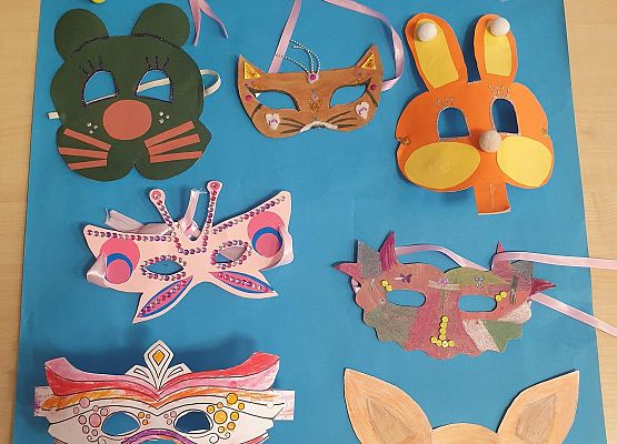 Grafika 7: Konkurs -  ,,NAJPIĘKNIEJSZA MASKA KARNAWAŁOWA”.